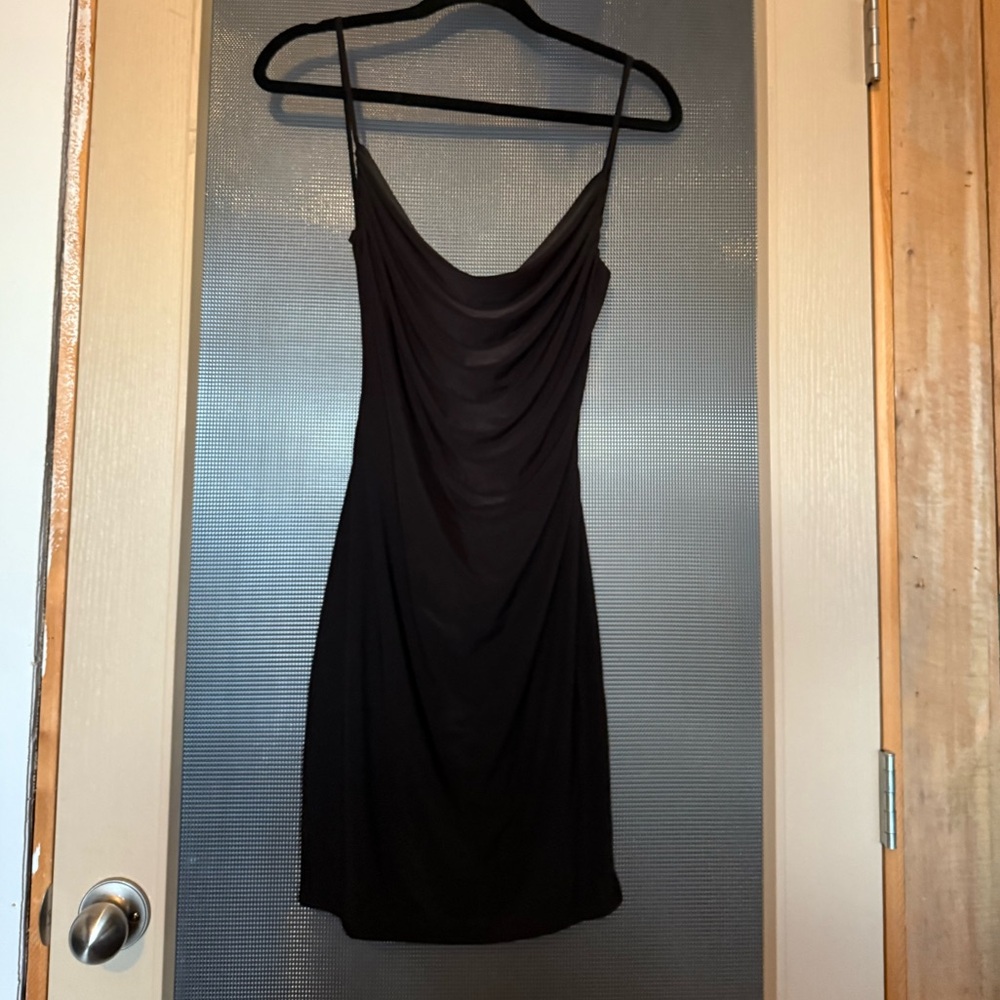 Black Draped Backless Mini Dress